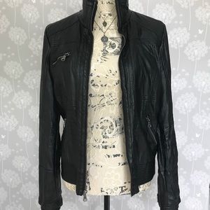 Guess faux leather black jacket size medium